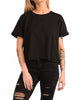 The 24 Ladies Premium Rolled Sleeve Crop Tee in Black